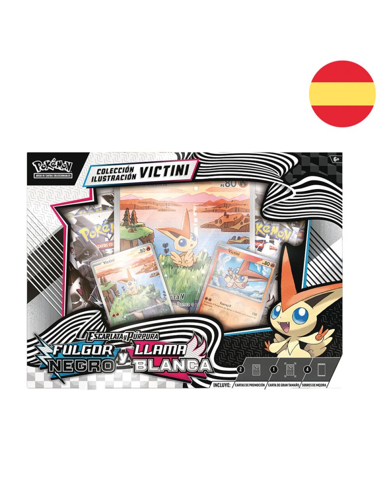Blister Juego de Cartas Pokémon Colección Ilustración Victini Fulgor Negro y Llama Blanca Español