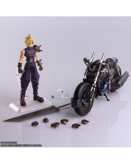 Final Fantasy VII Bring Arts Figura y vehículo Cloud Strife & Hardy-Daytona 15 cm