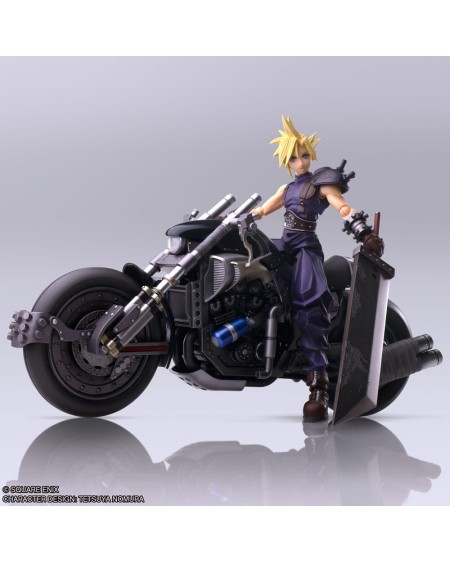 Final Fantasy VII Bring Arts Figura y vehículo Cloud Strife & Hardy-Daytona 15 cm